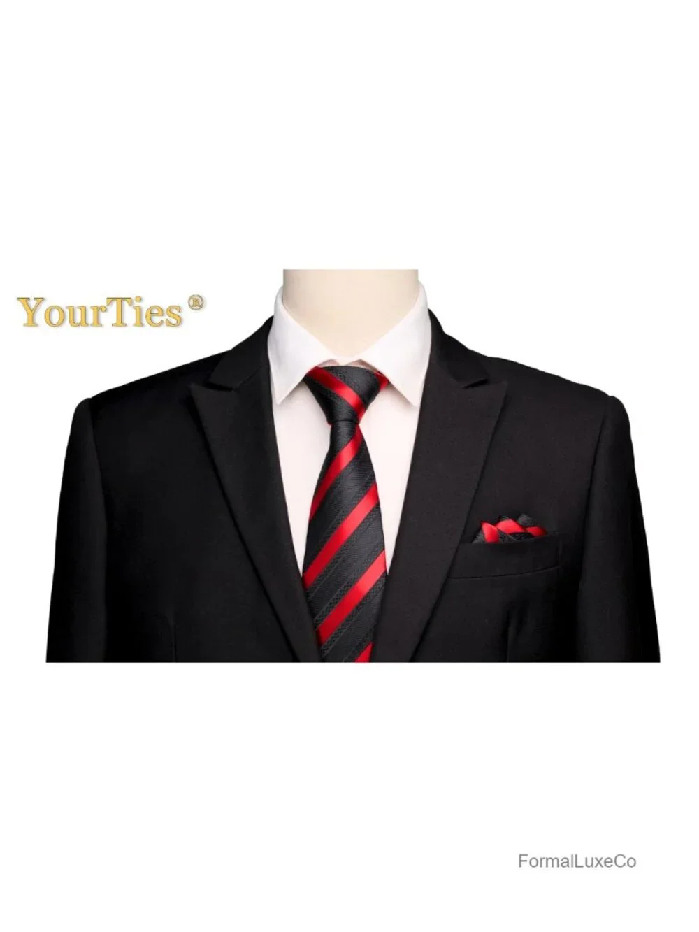 Silk Tie Pocket Square Cufflinks Set for Men Striped Jacquard